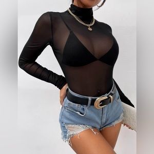 Sheer mesh black top